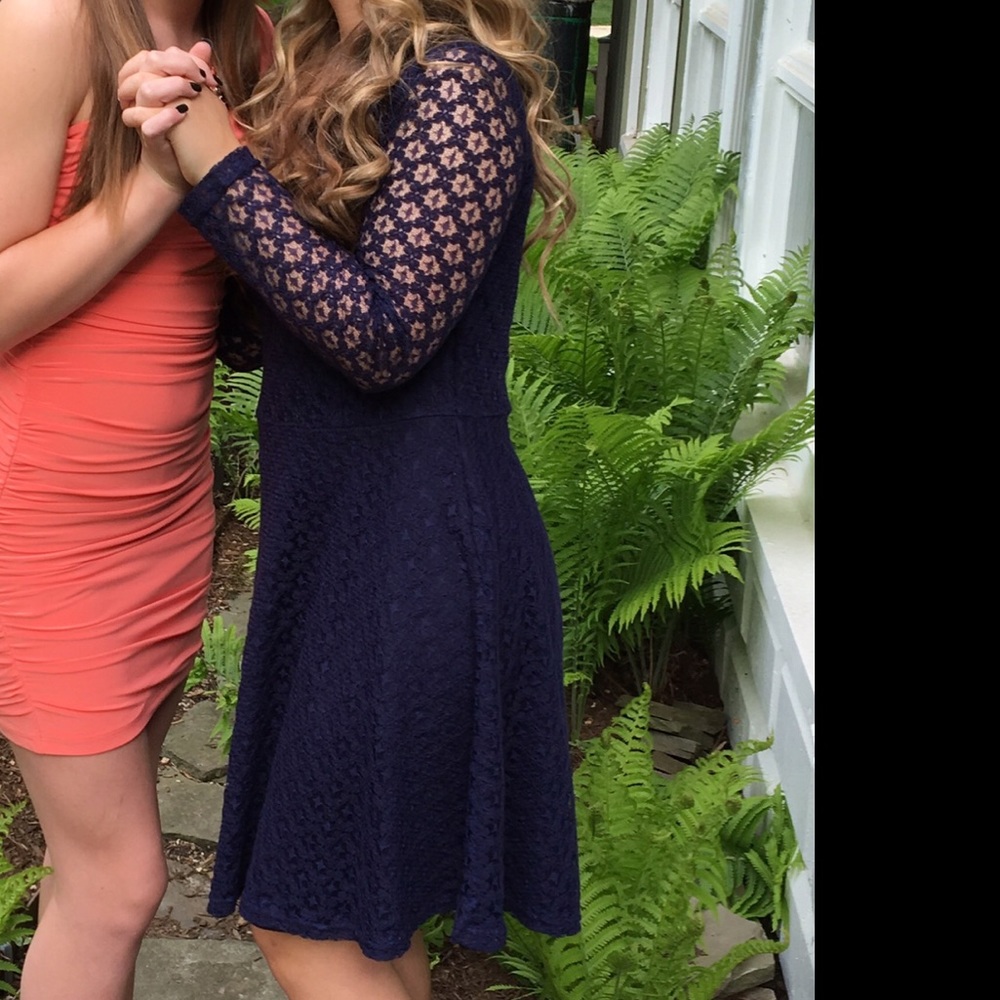 navy blue lace dress